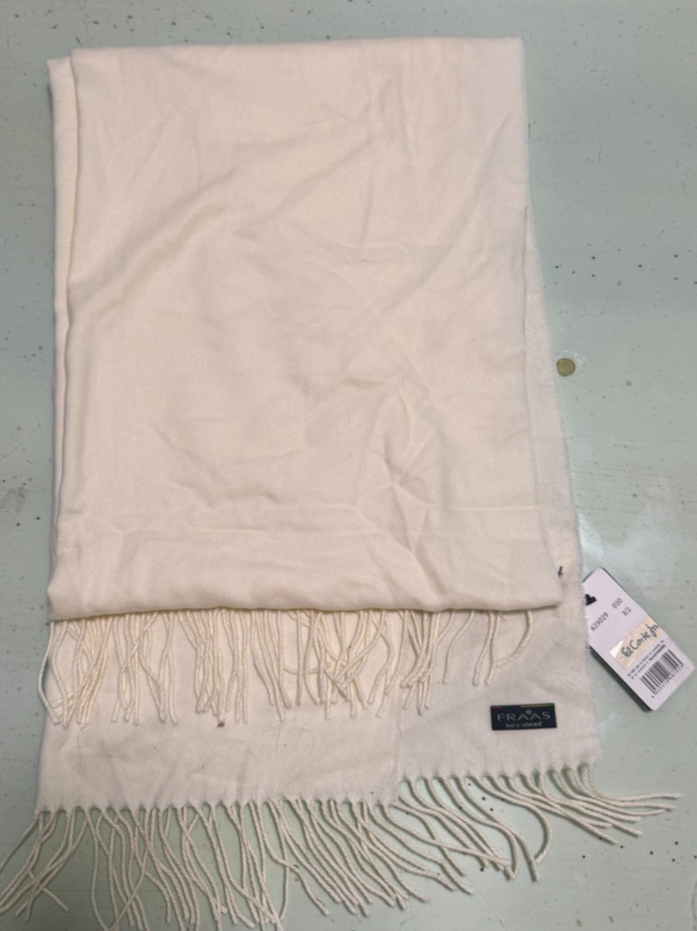 FRAAS Feel Cashmink Ivory Fringe Scarf Wrap Shawl Soft NWT Germany
